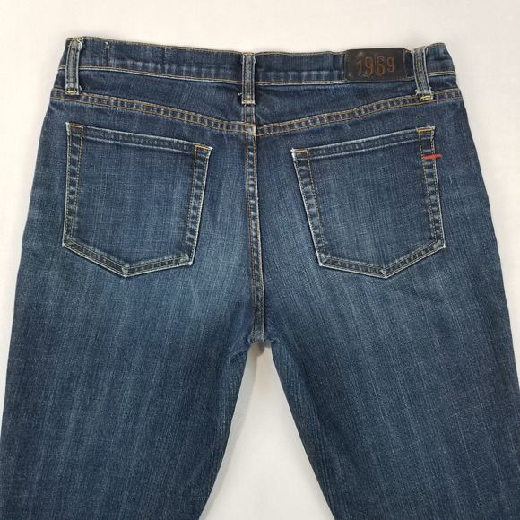 Gap 1969 Boot Cut Jeans Womens 10R Blue Denim Stretch Mid Rise Distressed Casual - Picture 3 of 9